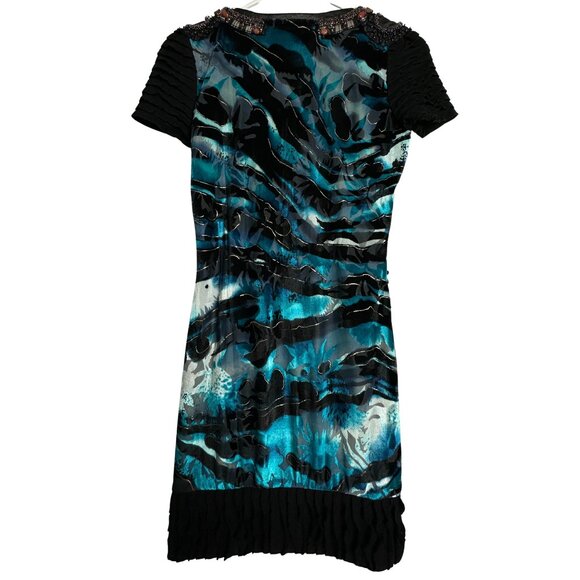 CUSTO Barcelona Black and Blue Ruffled Mini Dress Size: XS - Picture 3 of 13